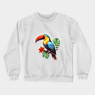 Colorful Toucan Perched Amongst Tropical Foliage Crewneck Sweatshirt